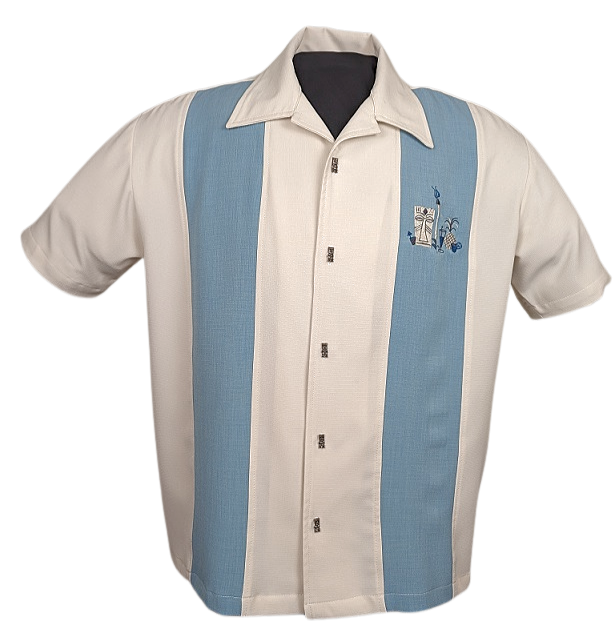 Vintage Bowlinghemd Herren creme aqua Steady Clothing Mickey