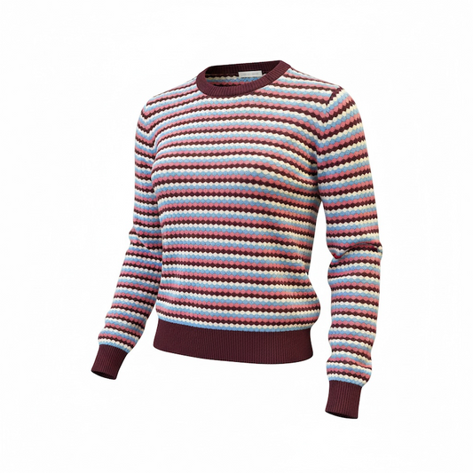Circus Clothing gestreifter Strukturstrick Pullover mit kontrastierenden Bündchen
