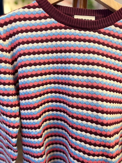 Circus Clothing gestreifter Strukturstrick Pullover mit kontrastierenden Bündchen – weiteres Produktbild 2