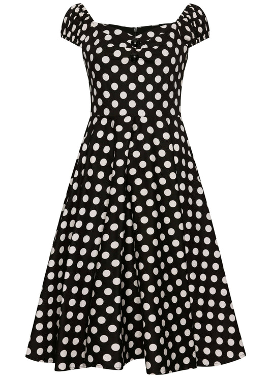 Succubus Clothing Fiona schwarzes 50er Jahre Kleid mit weißen Polka Dots