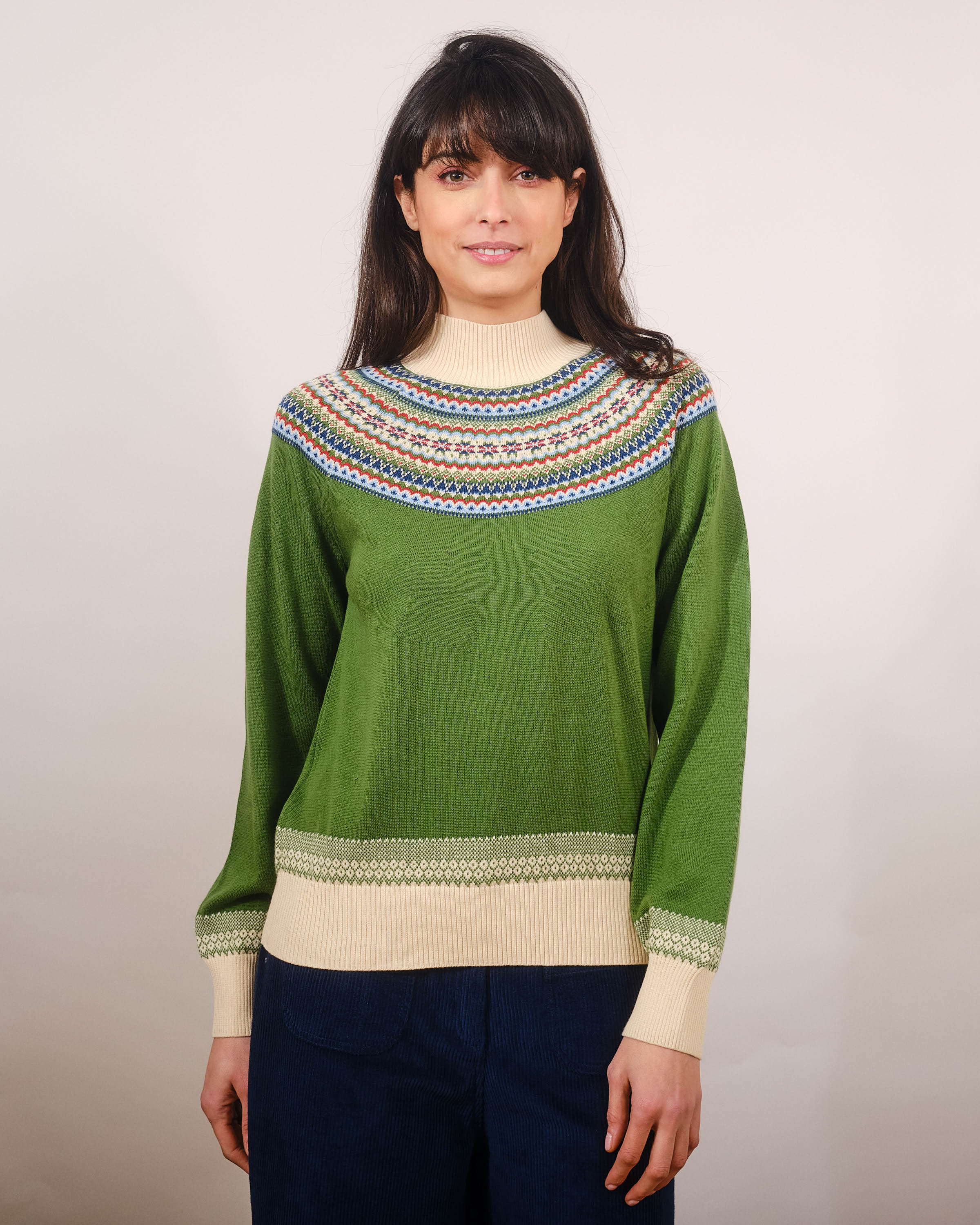 Pretty Vacant Susan Sweater Green Fairisle Baumwolle Damenmode Vintage Strickpullover