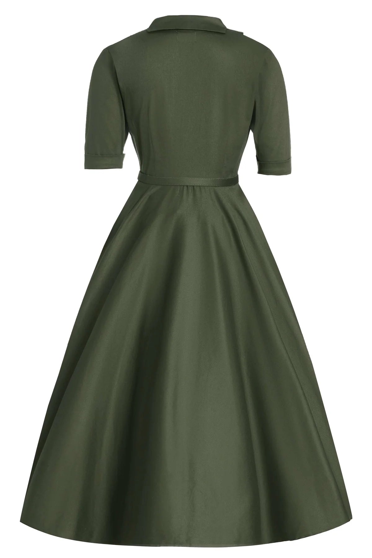 Mollie Shirt Dress in Army Green mit Gürtel und schwingendem 50er Jahre Rock