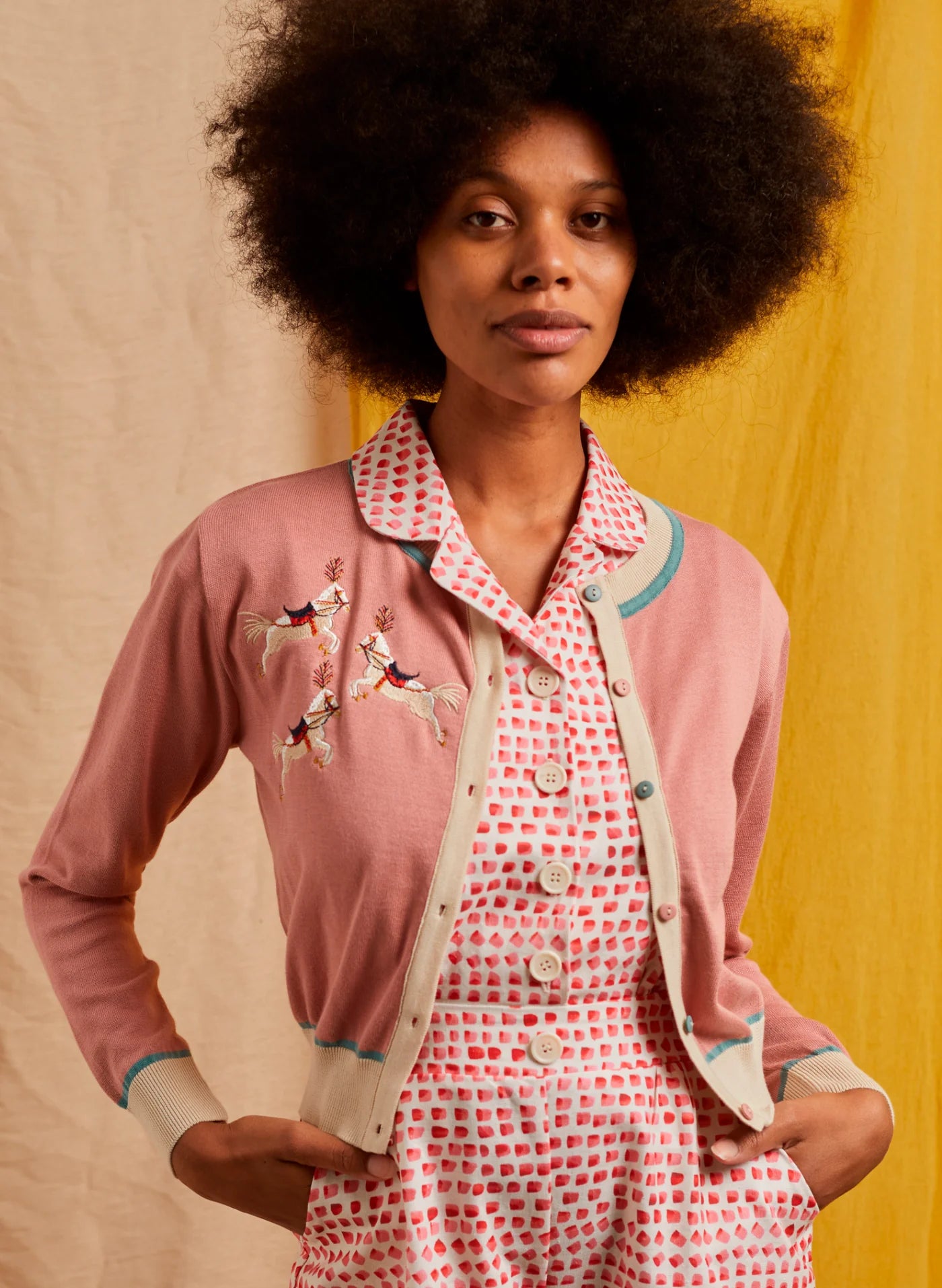 Vera Cardigan -cream prancing ponies - Dotty&Dan