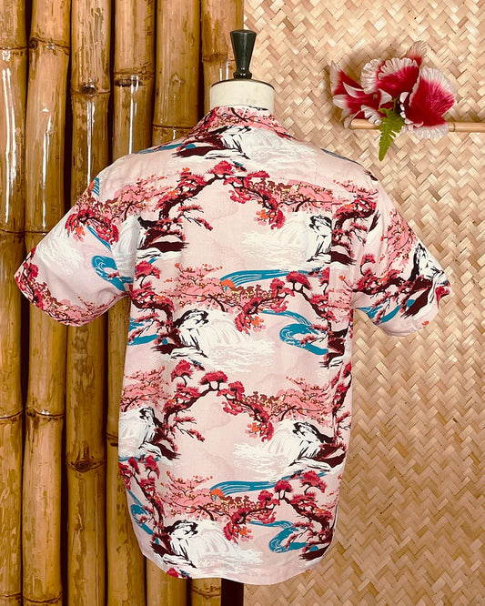 Aloha Shirt Herren mit Kirschblüten Muster