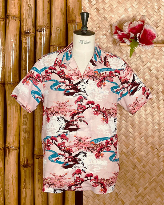 Vintage Hawaiihemd Herren rosa Micky Oye Wailani