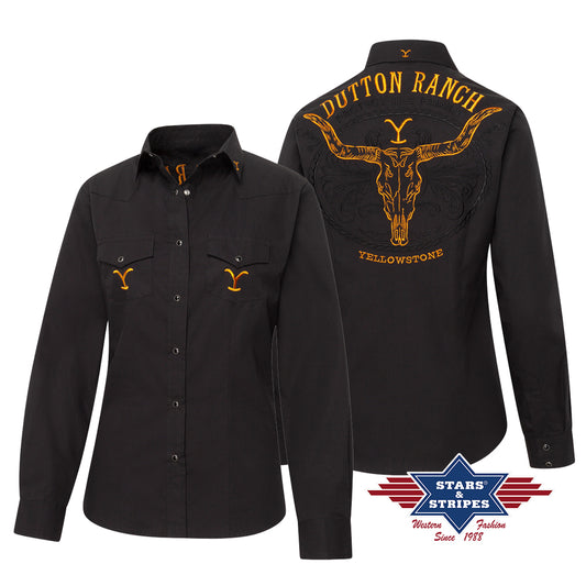 Westernhemd Herren Yellowstone Schwarz Baumwolle