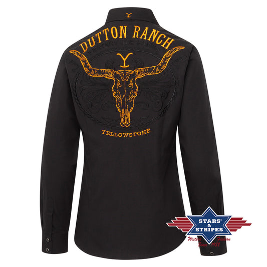 Yellowstone Herrenhemd Protect the Family mit Longhorn Stickerei Rückansicht