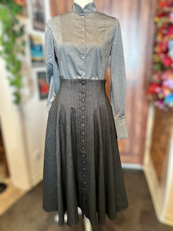 femkit Berlin Rock Shelly grau Herringbone – Vintage Rock hoch tailliert