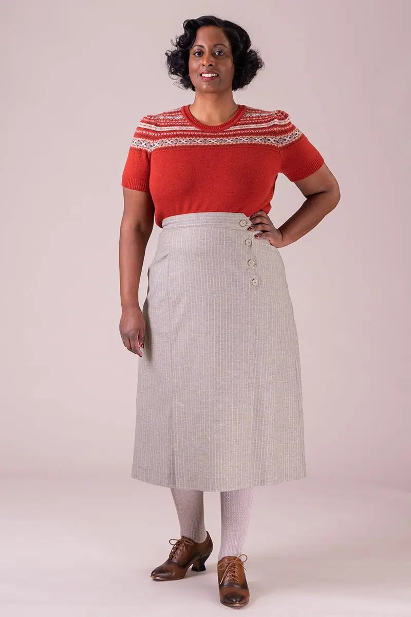 art deco dream skirt - oat pinstripe - Dotty&Dan