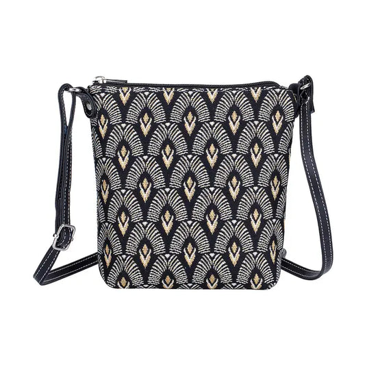 Luxor Crossbody Tasche – Art Deco Sling Bag in Schwarz Gold