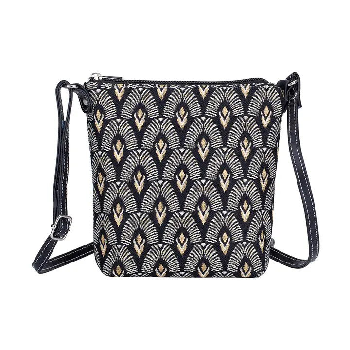 Luxor Crossbody Tasche – Art Deco Sling Bag in Schwarz Gold