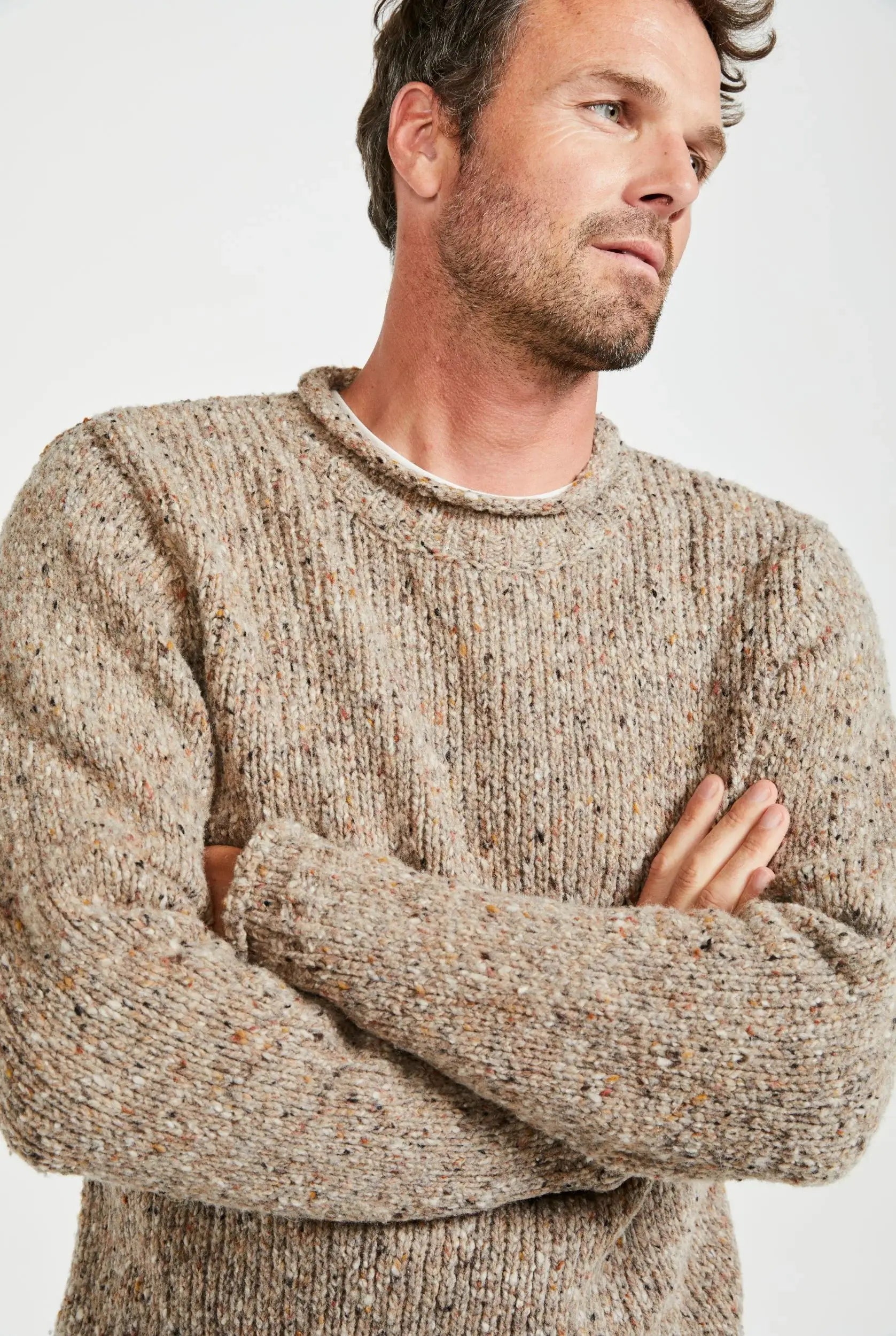 Raheen Tweed Rollkragenpullover für Herren - Oat - Dotty&Dan