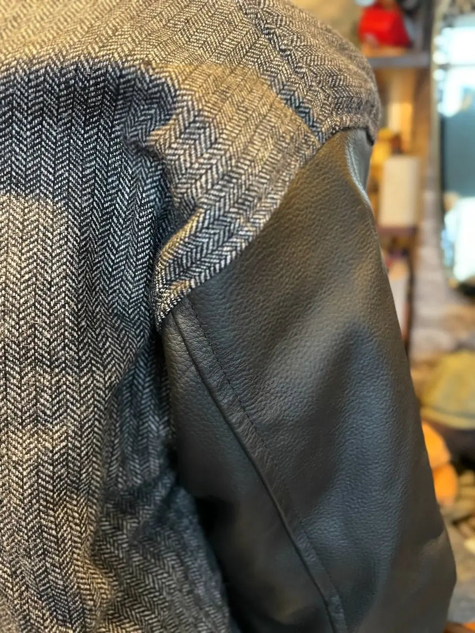 Baseballjacke - Fischgrat/Leder - schwarz & grau - Dotty&Dan