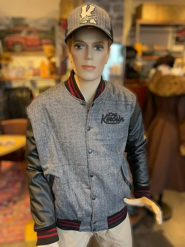 Baseballjacke - Fischgrat/Leder - schwarz & grau - Dotty&Dan