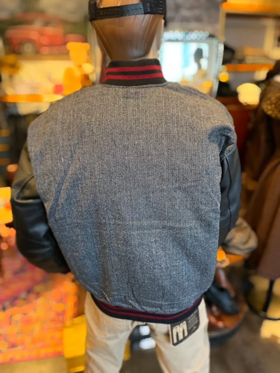 Baseballjacke - Fischgrat/Leder - schwarz & grau - Dotty&Dan