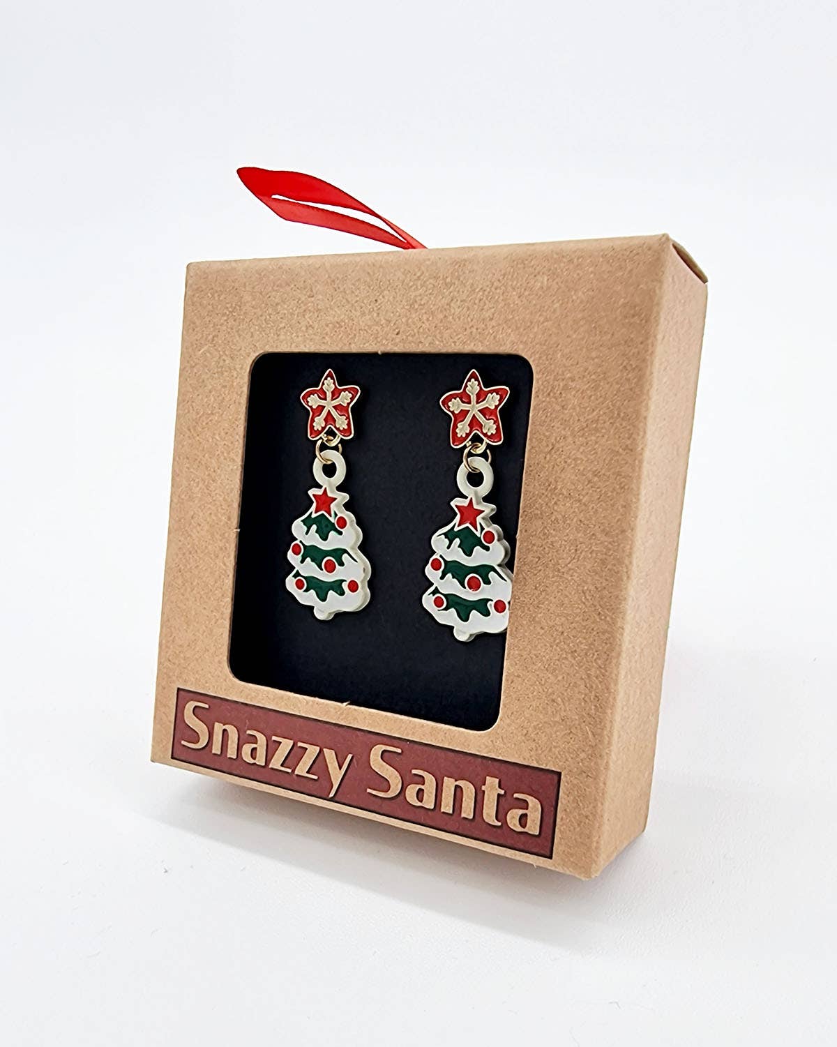 Snazzy Santa - Weihnachtsohrringe „Weihnachtsbäume“ weiß und grün - Dotty&Dan