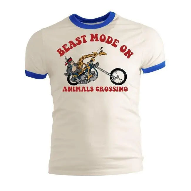 Beast mode on - animals crossing ringer T-Shirt - offwhite - Dotty&Dan