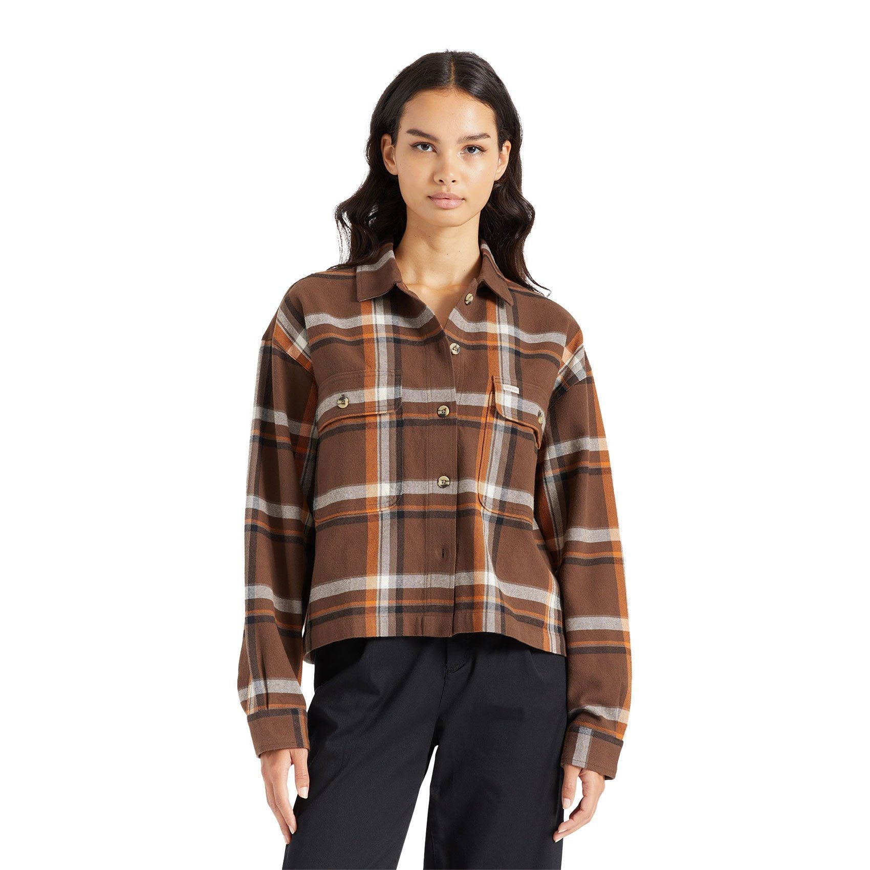 Bowery Damen Flannell - seal brown