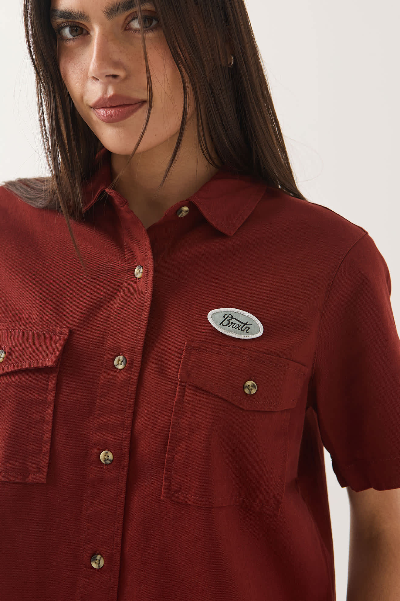 Brixton Mechanics Women's Shirt Dark Brick Detailansicht