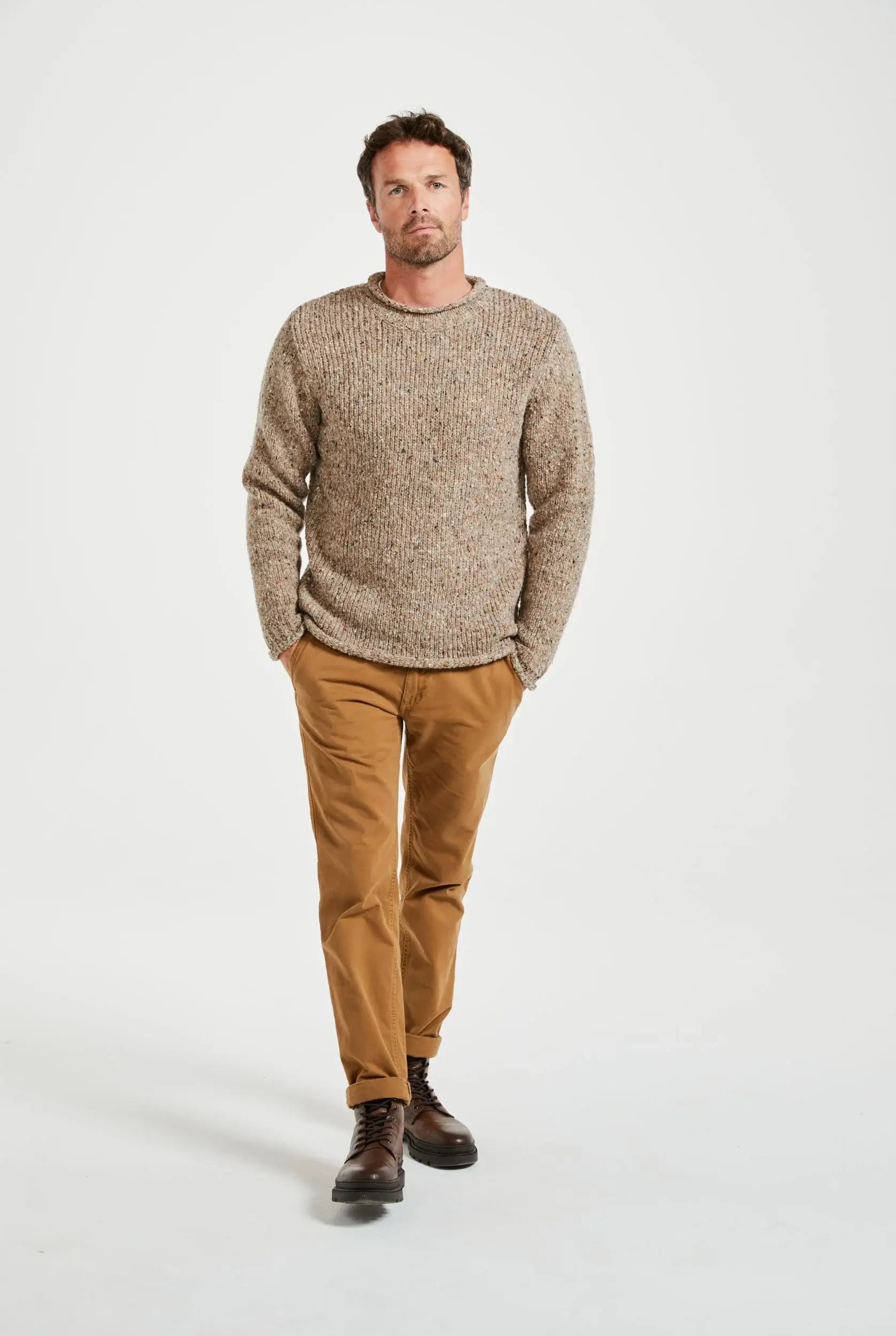 Raheen Tweed Rollkragenpullover für Herren - Oat - Dotty&Dan