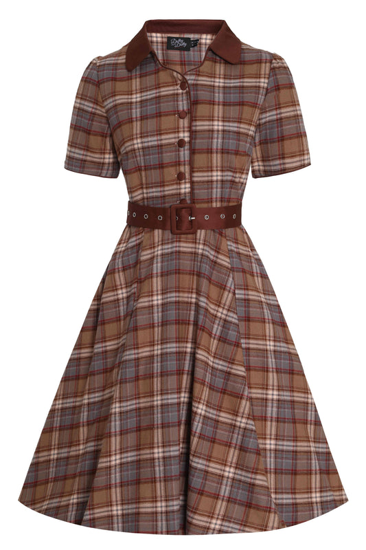 Tartan Hemdkleid - Penelope braun/kariert - Dotty&Dan