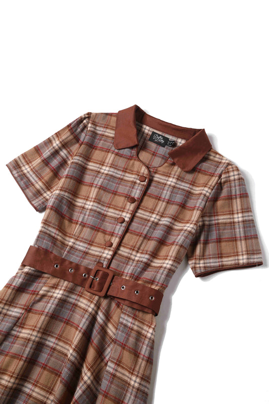 Tartan Hemdkleid - Penelope braun/kariert - Dotty&Dan