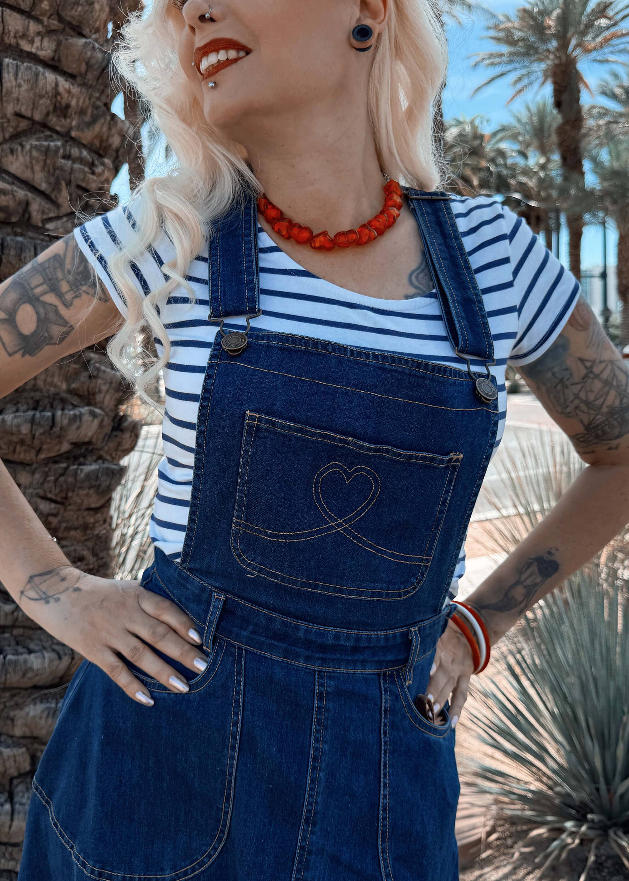 Denim Swingkleid mit verstellbaren Trägern