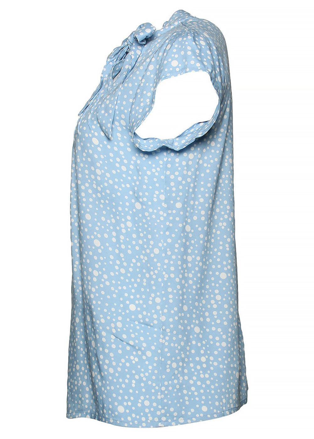 50s Schleifenbluse Anna Polka Print - hellblau