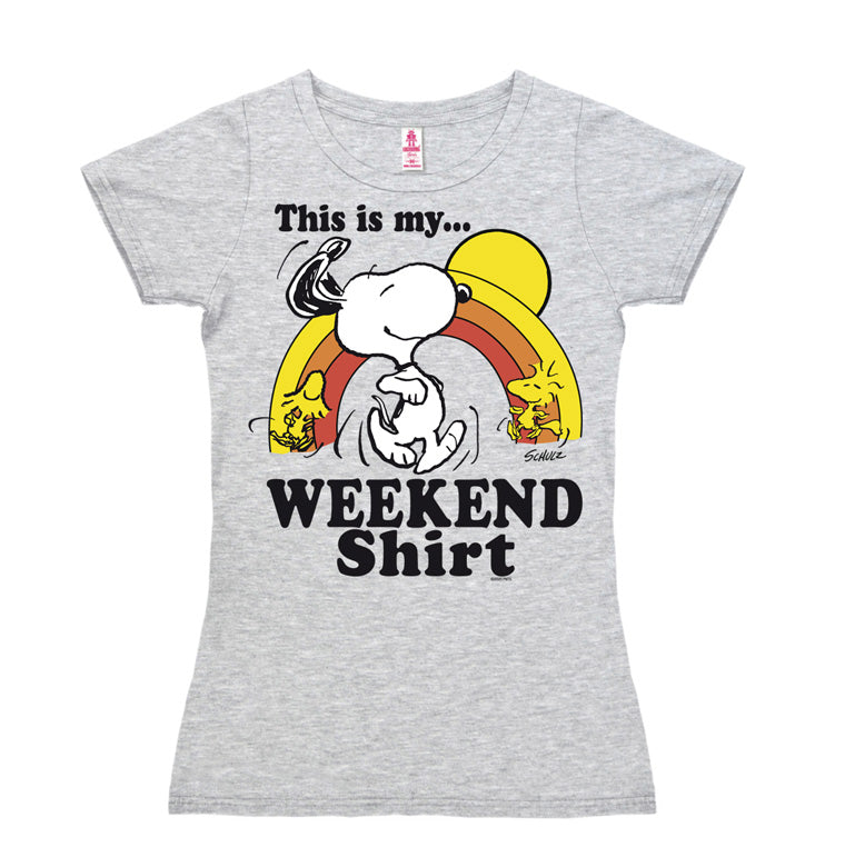 Vintage Snoopy T-Shirt Damen grau Peanuts Weekend Shirt