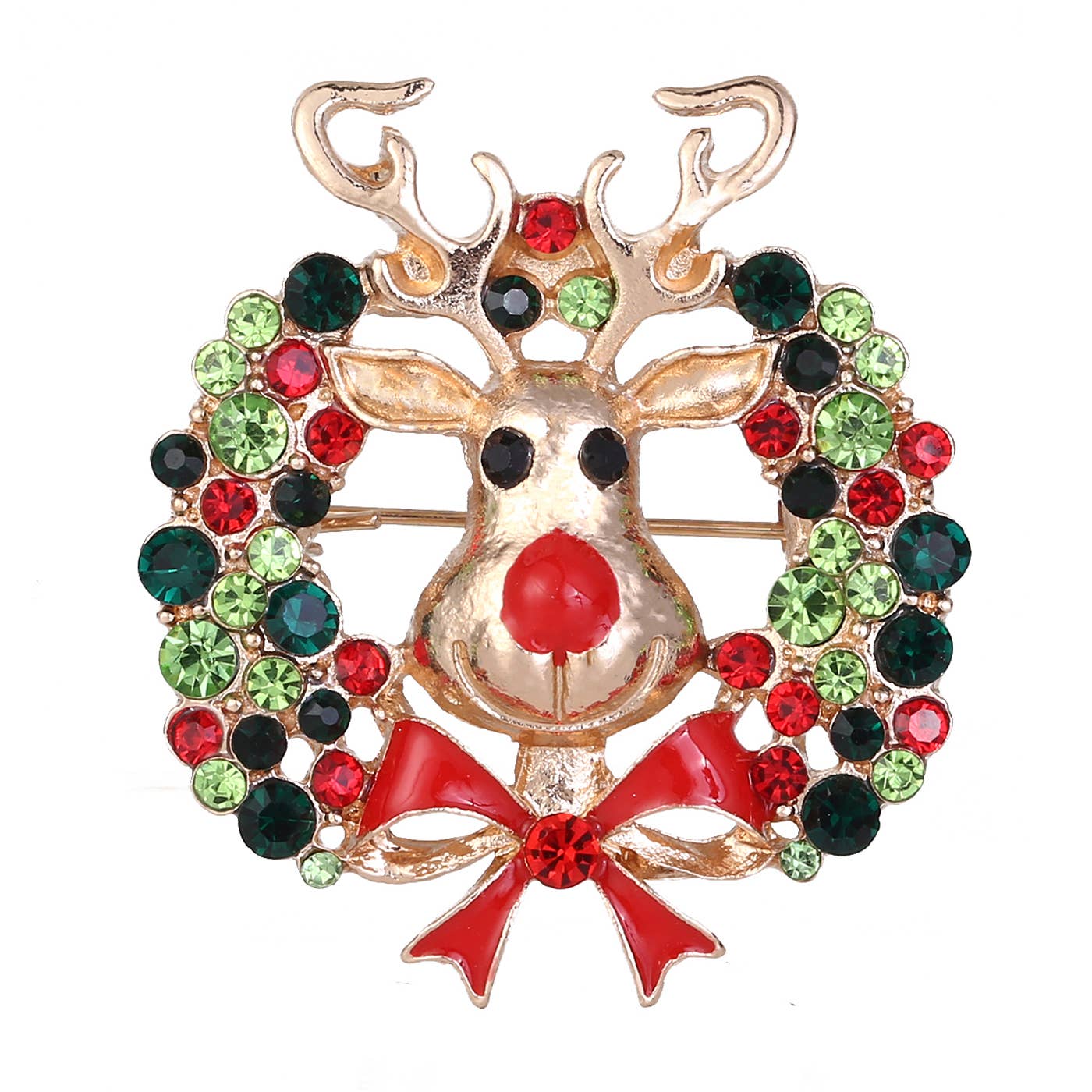 Weihnachtsbrosche „Rudolph im Kranz“ - Dotty&Dan