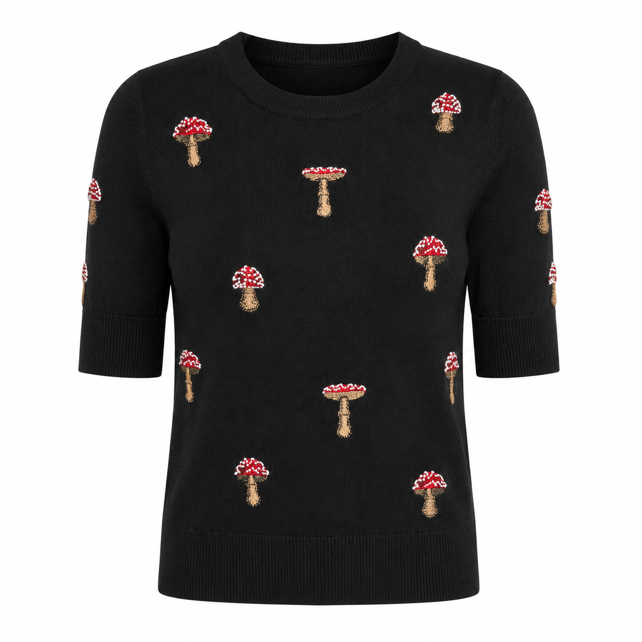 Succubus Vintage-Strickpullover mit Magic-Mushroom-Pilzstickerei