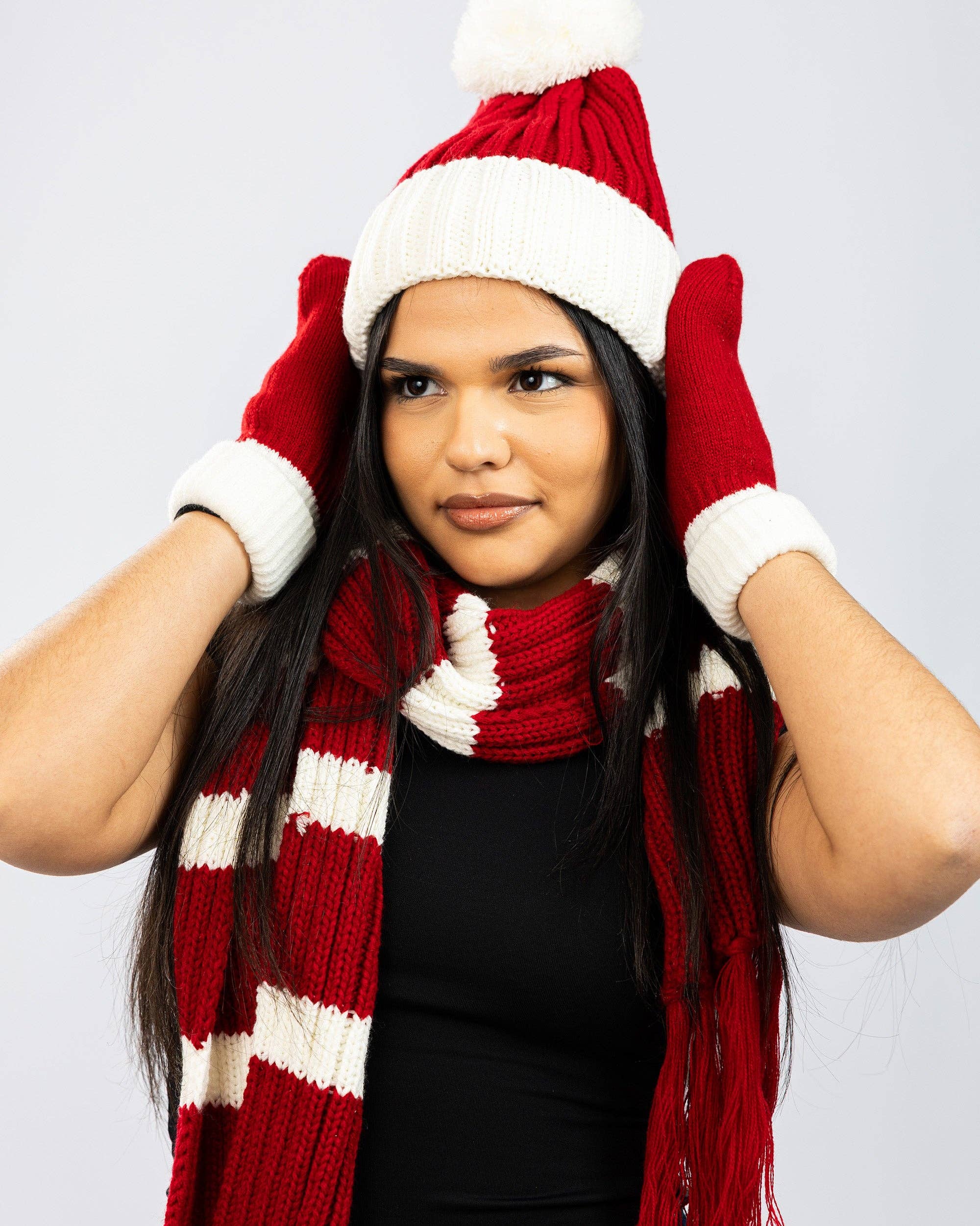 Snazzy Santa Schal mit weihnachtsmotiv in Rot, weitere detailansicht