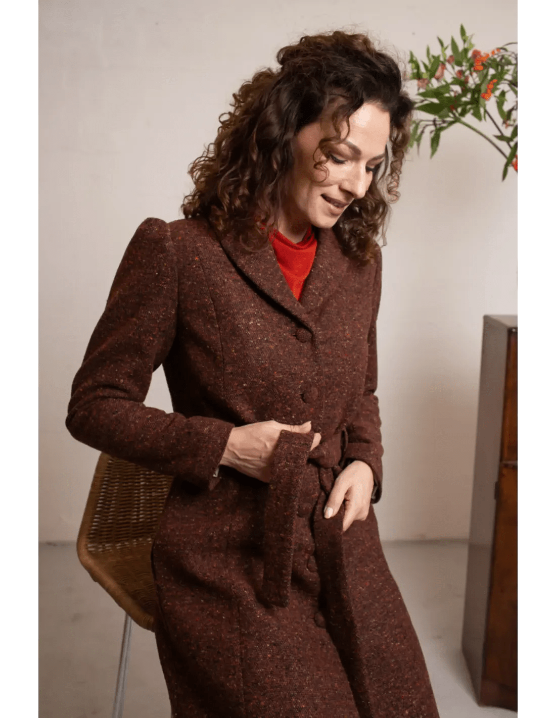 Dahlia Coat - marron wool melange - Dotty&Dan