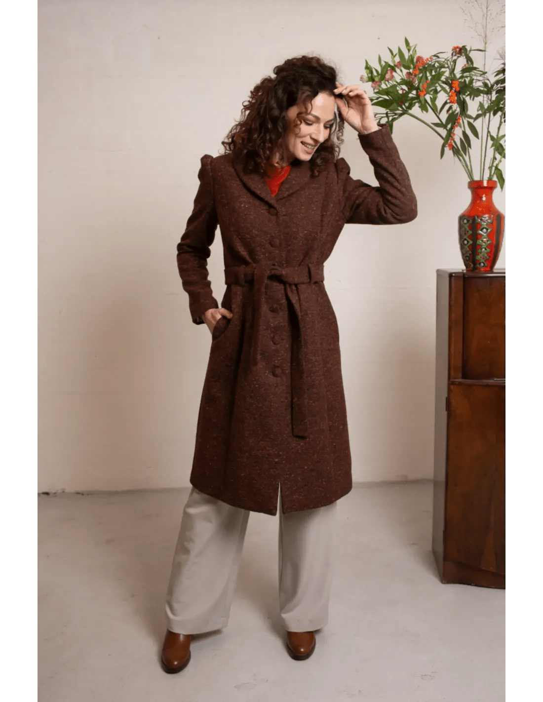 Dahlia Coat - marron wool melange - Dotty&Dan