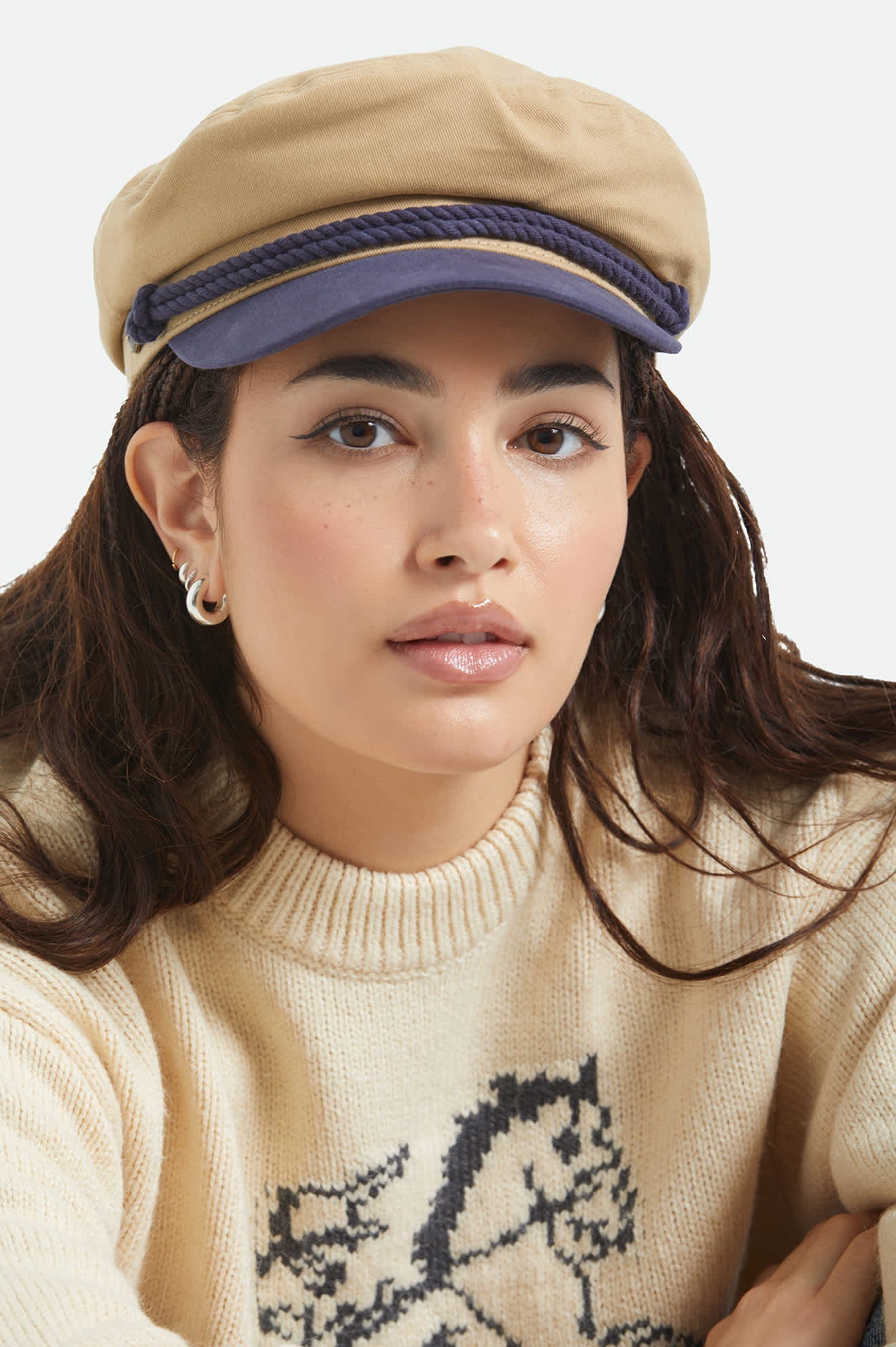 Klassische Fisherman’s Cap im 50s-Stil - sand/washed navy - Dotty&Dan