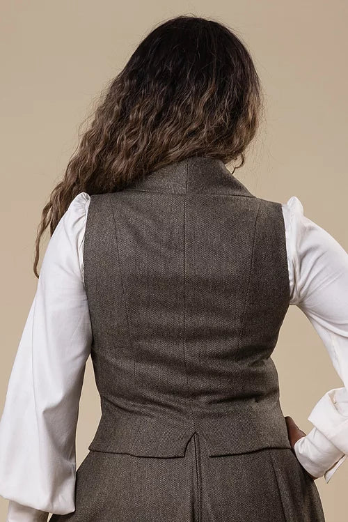 Dapper Dame Waistcoat - thyme herringbone - Dotty&Dan