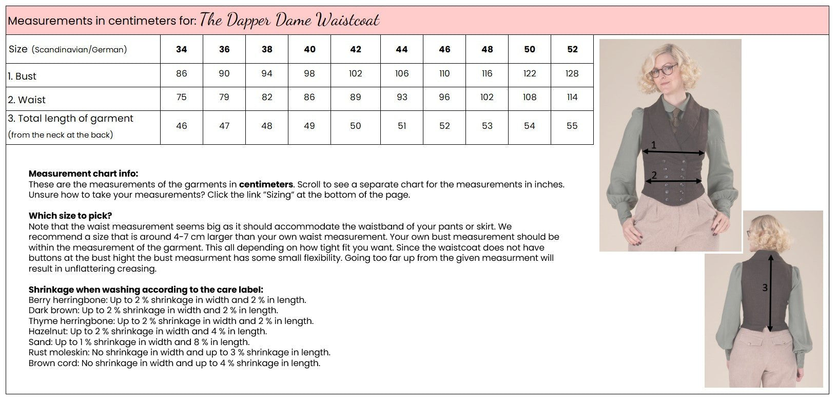 Dapper Dame Waistcoat - thyme herringbone - Dotty&Dan