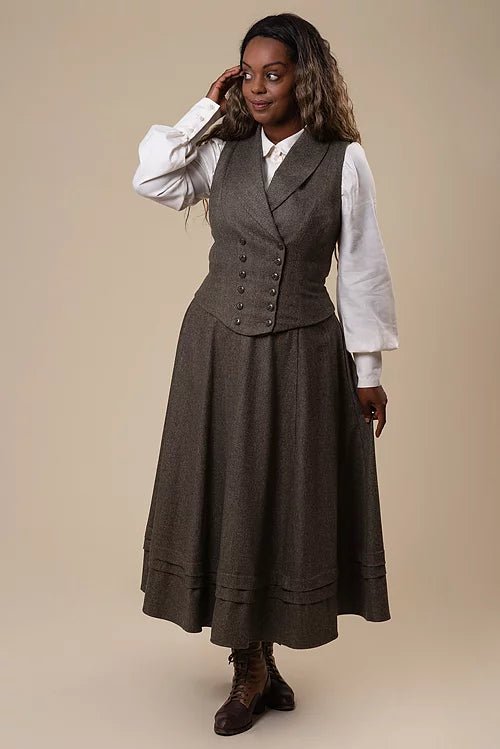 Dapper Dame Waistcoat - thyme herringbone - Dotty&Dan