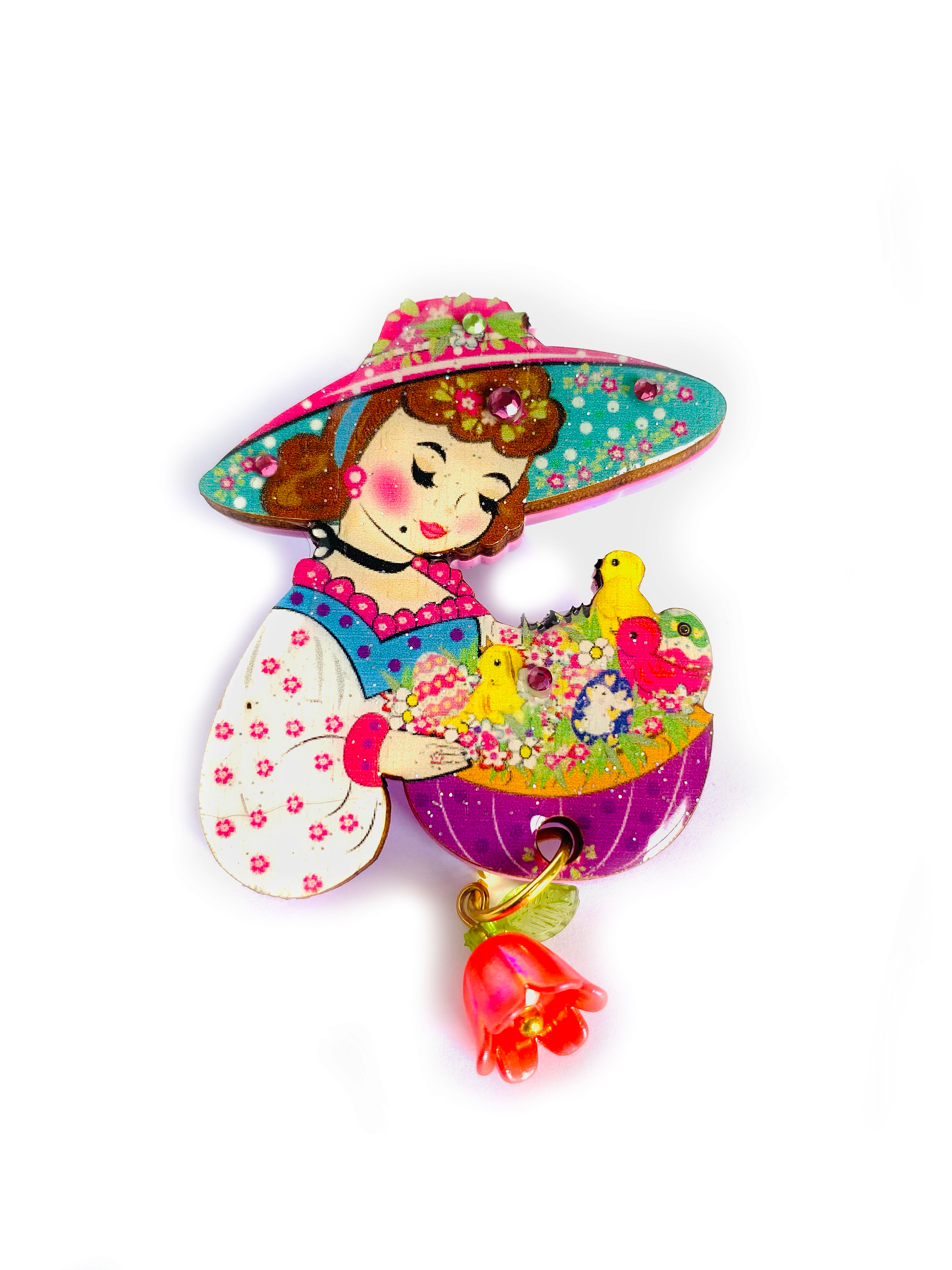 Retro-Pin - Penelope und ihr Osterkorb - Dotty&Dan