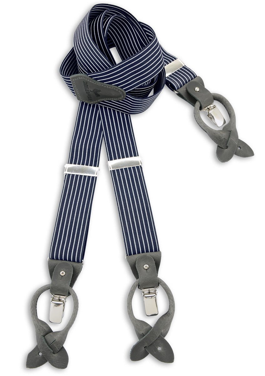 Deluxe Hosenträger Striped gent - navy blue/grey - Dotty&Dan