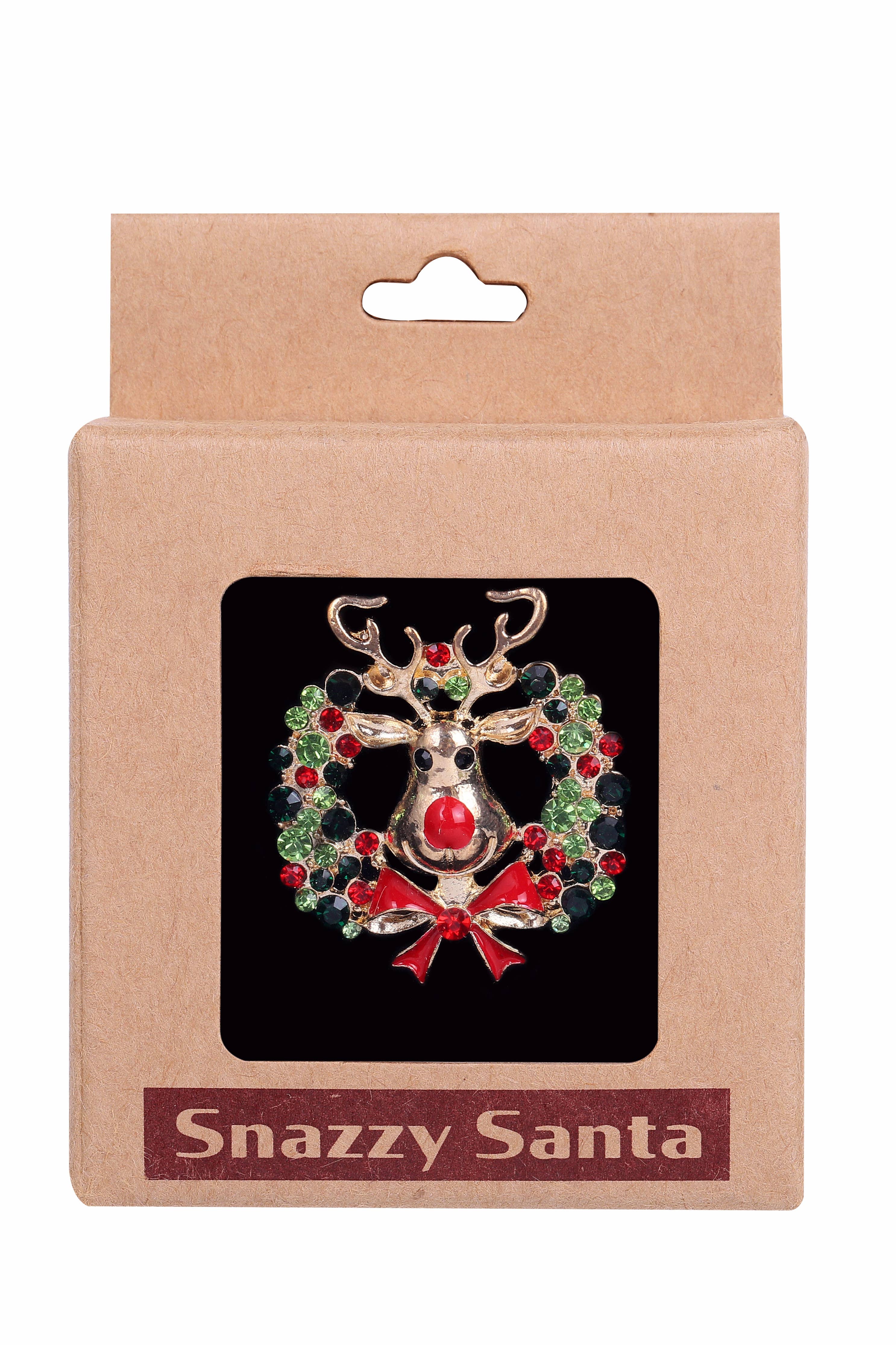 Weihnachtsbrosche „Rudolph im Kranz“ - Dotty&Dan
