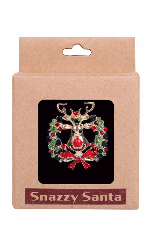Weihnachtsbrosche „Rudolph im Kranz“ - Dotty&Dan