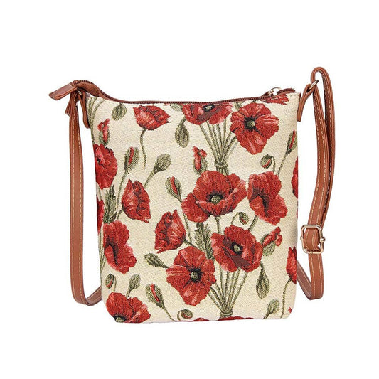 Signare Poppy Gobelin Schultertasche mit roten Mohnblumen Ansicht 1