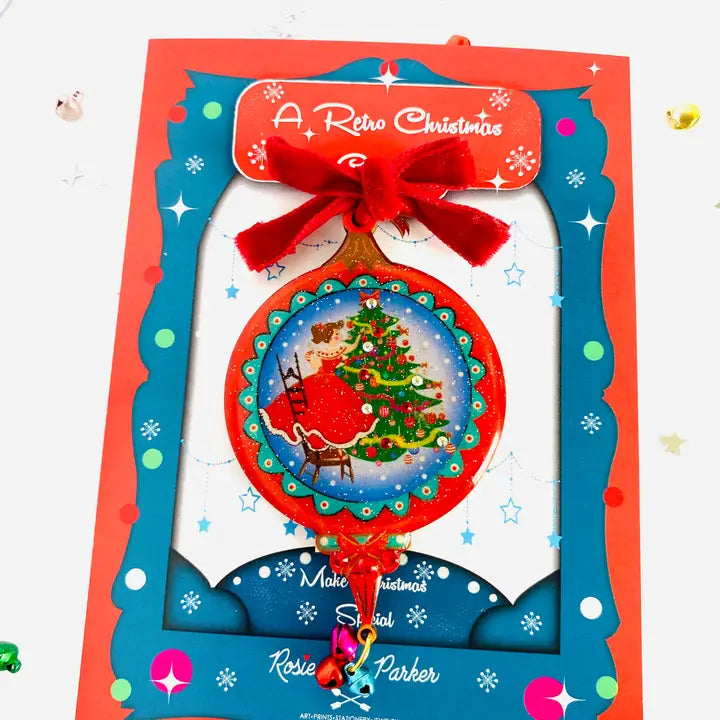 Vintage Weihnachtsbrosche große rote Kugel im 50s Stil