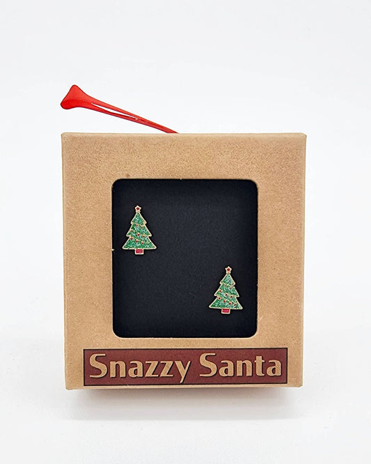 Snazzy Santa - Weihnachts-Ohrstecker „Weihnachtsbäume mit Glitzer“ - Dotty&Dan