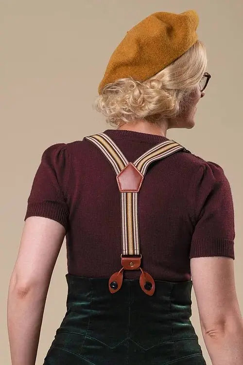 Vintage Damen Hosenträger the sassy suspenders - brown stripe - Dotty&Dan