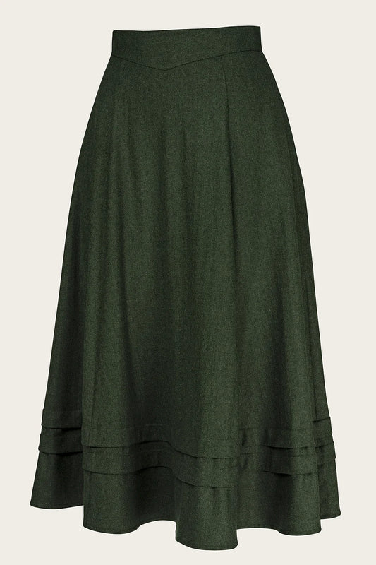 The Tireless Trailblazer Skirt Pine green wool blend - Dotty&Dan