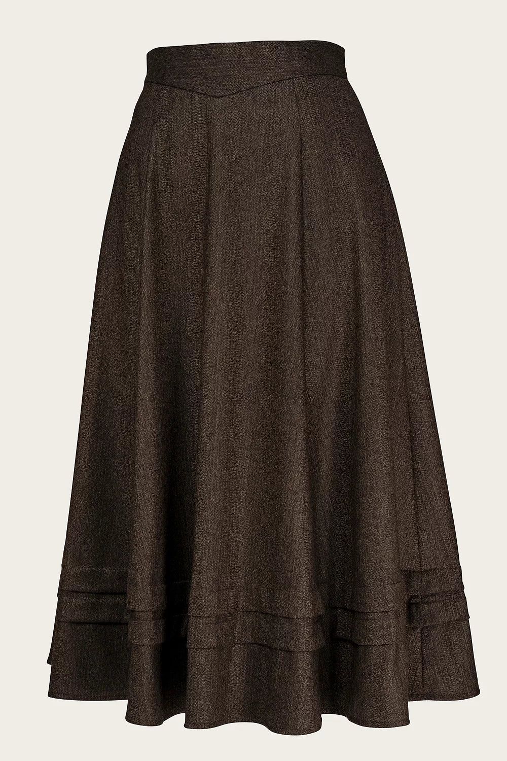 The Tireless Trailblazer Skirt - brown pinstripe herringbone - Dotty&Dan