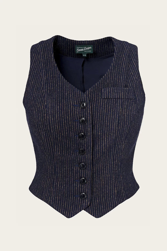 The Suit Up Waistcoat - navy & brown pinstripe - Dotty&Dan