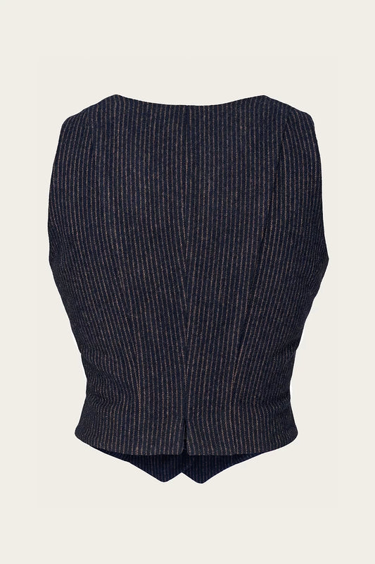 The Suit Up Waistcoat - navy & brown pinstripe - Dotty&Dan